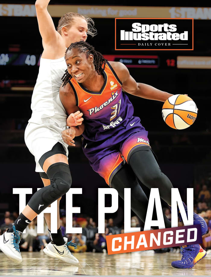 Tina Charles driving to the hoop with the text overlay The Plan Changed